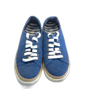 Vionic Denim Canvas espadrille trim Seaside Coastal Tennis Shoes Sneakers size 7